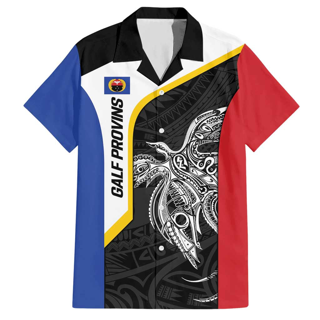 Personalised PNG Gulf Province Hawaiian Shirt Bird of Paradise Tattoo Flag Motif LT9 Black - Polynesian Pride