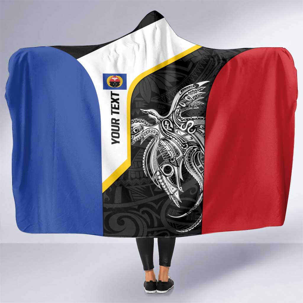 Personalised PNG Gulf Province Hooded Blanket Bird of Paradise Tattoo Flag Motif LT9 One Size Black - Polynesian Pride
