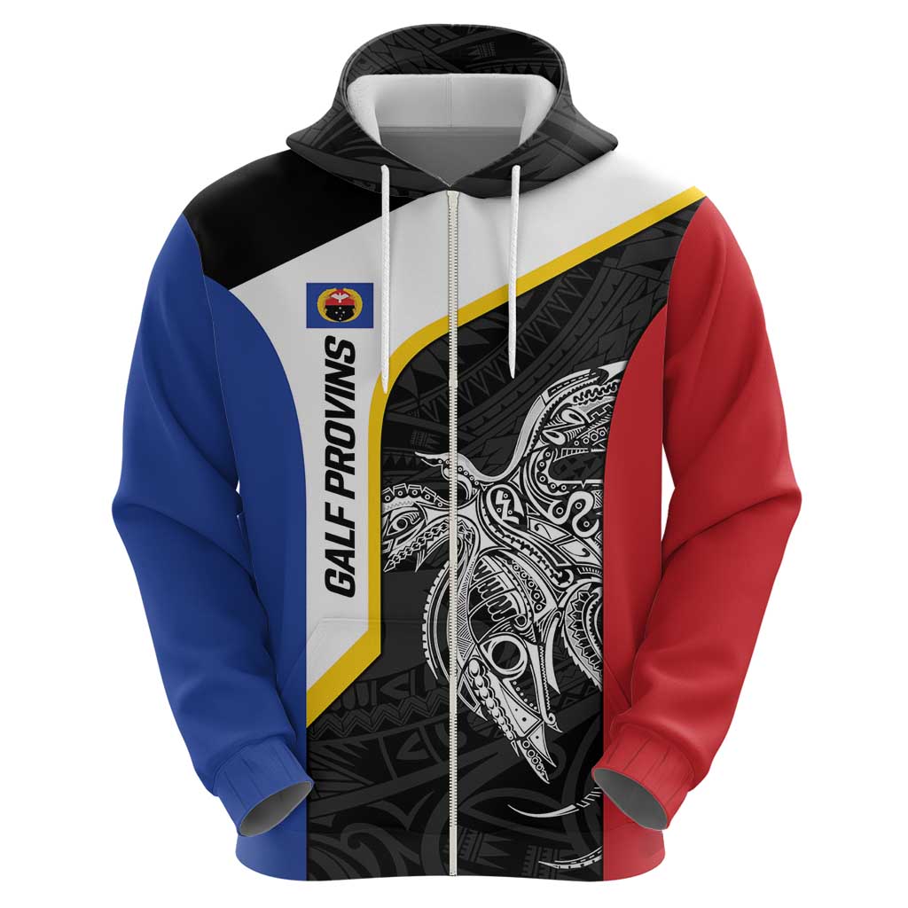 Personalised PNG Gulf Province Hoodie Bird of Paradise Tattoo Flag Motif LT9 - Polynesian Pride