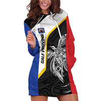 Personalised PNG Gulf Province Hoodie Dress Bird of Paradise Tattoo Flag Motif LT9 Black - Polynesian Pride