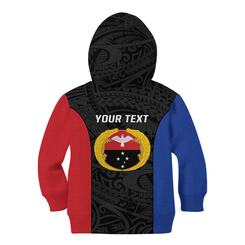 Personalised PNG Gulf Province Kid Hoodie Bird of Paradise Tattoo Flag Motif LT9 - Polynesian Pride