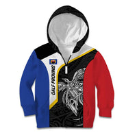 Personalised PNG Gulf Province Kid Hoodie Bird of Paradise Tattoo Flag Motif LT9 Zip Hoodie Black - Polynesian Pride