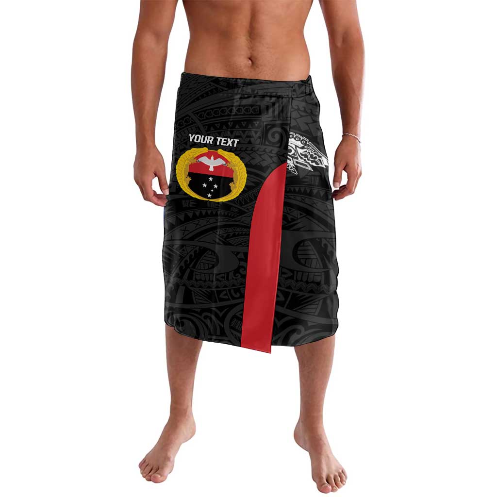 Personalised PNG Gulf Province Lavalava Bird of Paradise Tattoo Flag Motif LT9 Black - Polynesian Pride
