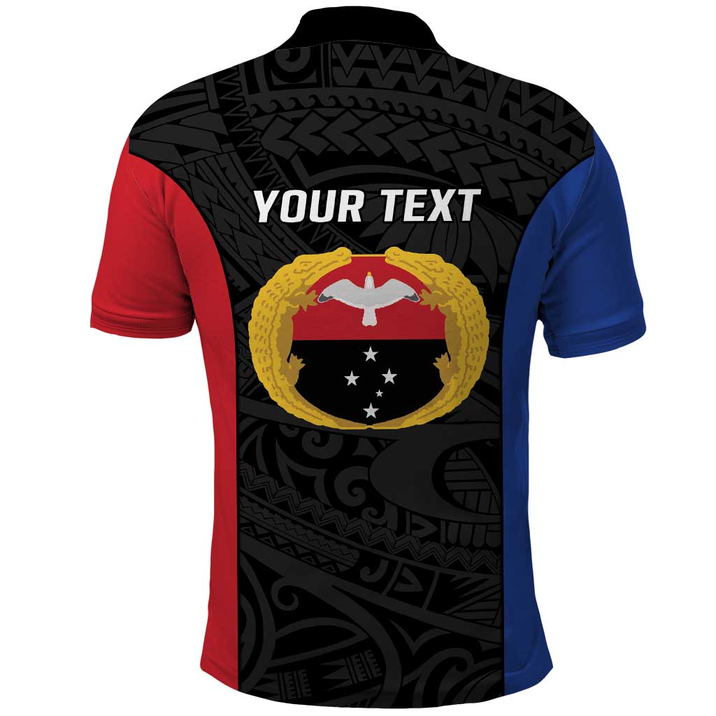 Personalised PNG Gulf Province Polo Shirt Bird of Paradise Tattoo Flag Motif LT9 - Polynesian Pride