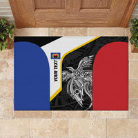 Personalised PNG Gulf Province Rubber Doormat Bird of Paradise Tattoo Flag Motif LT9 Black - Polynesian Pride