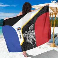 Personalised PNG Gulf Province Sarong Bird of Paradise Tattoo Flag Motif LT9 One Size 44 x 66 inches Black - Polynesian Pride