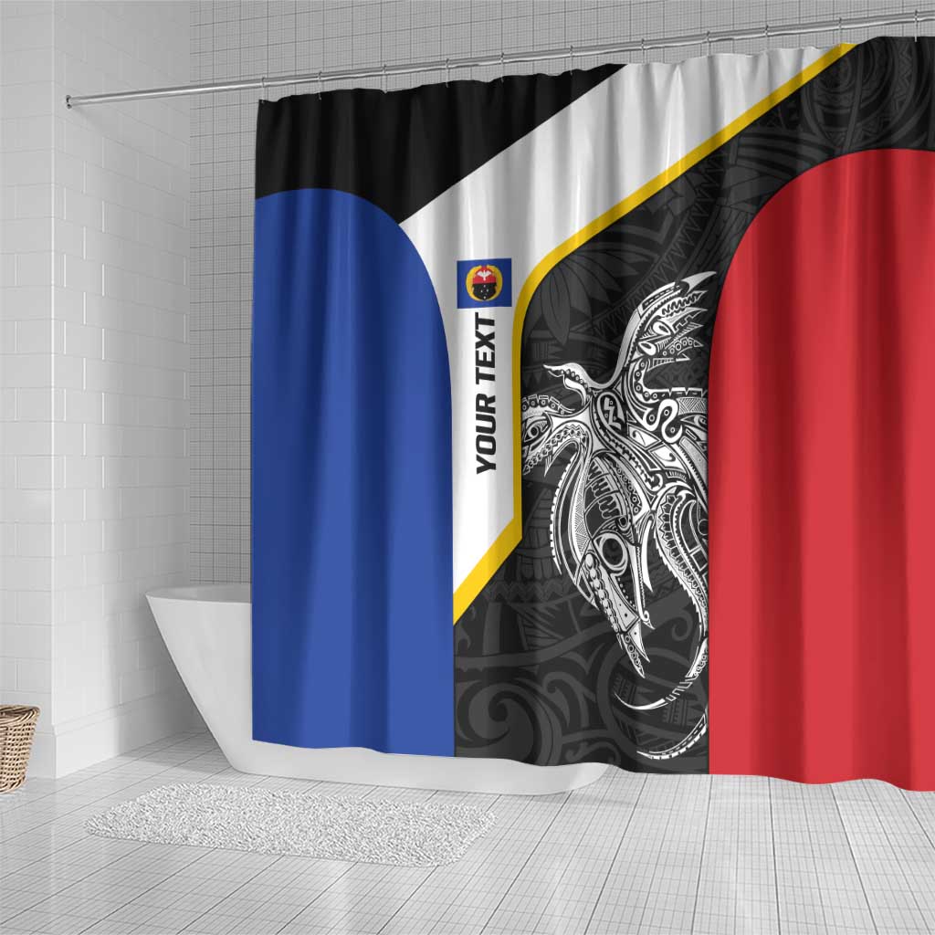 Personalised PNG Gulf Province Shower Curtain Bird of Paradise Tattoo Flag Motif LT9 - Polynesian Pride