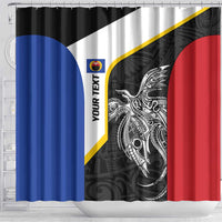 Personalised PNG Gulf Province Shower Curtain Bird of Paradise Tattoo Flag Motif LT9 - Polynesian Pride