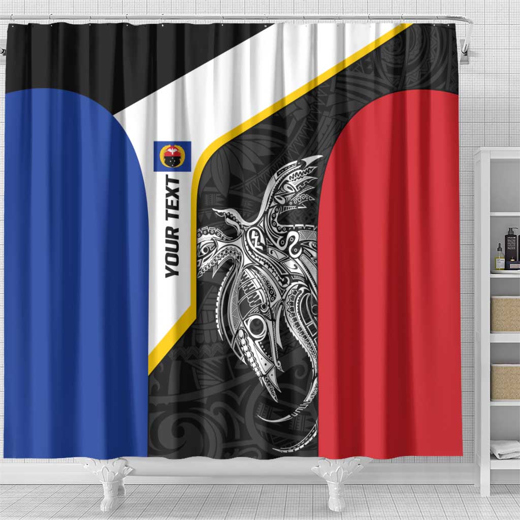 Personalised PNG Gulf Province Shower Curtain Bird of Paradise Tattoo Flag Motif LT9 - Polynesian Pride