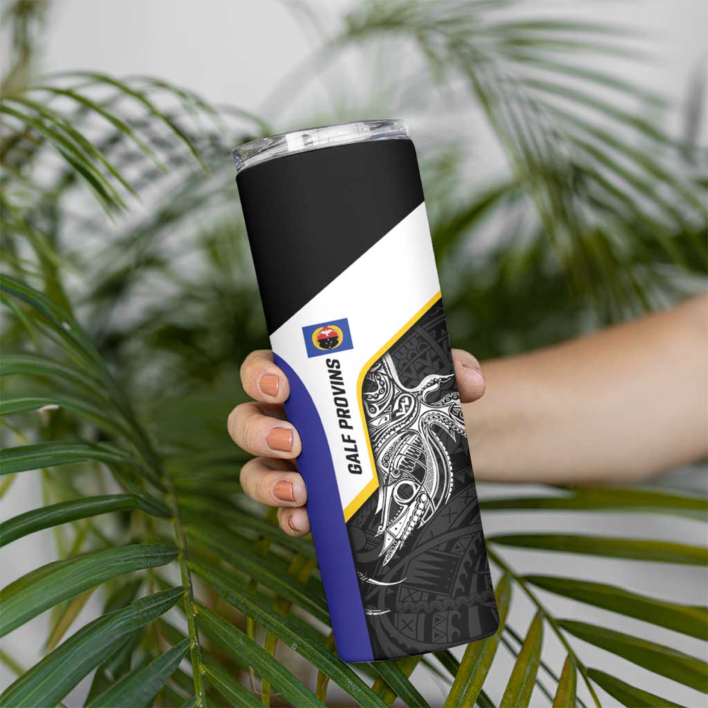 Personalised PNG Gulf Province Skinny Tumbler Bird of Paradise Tattoo Flag Motif LT9 - Polynesian Pride