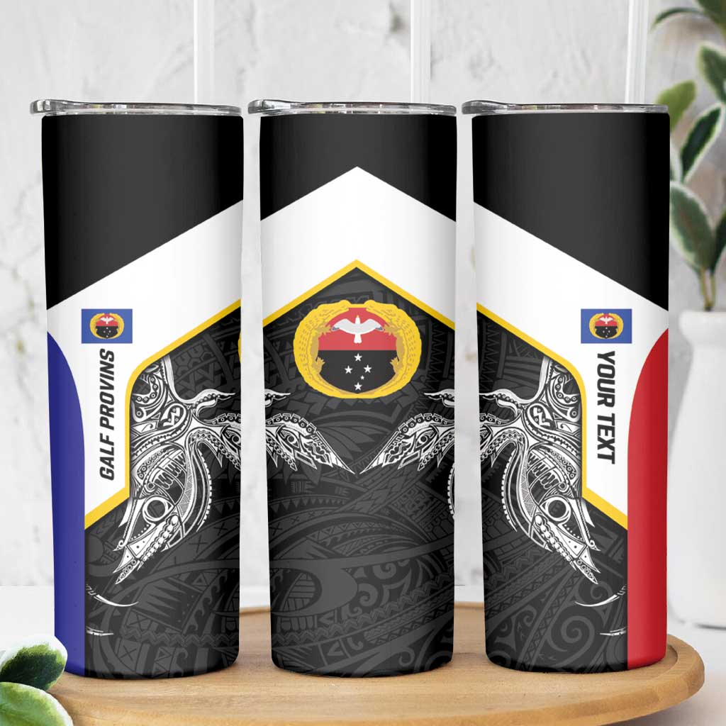 Personalised PNG Gulf Province Skinny Tumbler Bird of Paradise Tattoo Flag Motif LT9 - Polynesian Pride