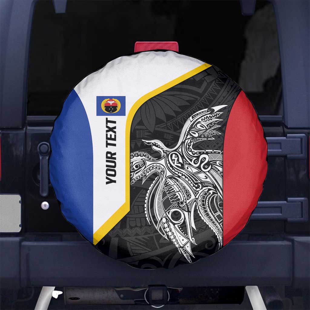 Personalised PNG Gulf Province Spare Tire Cover Bird of Paradise Tattoo Flag Motif LT9 No hole Black - Polynesian Pride