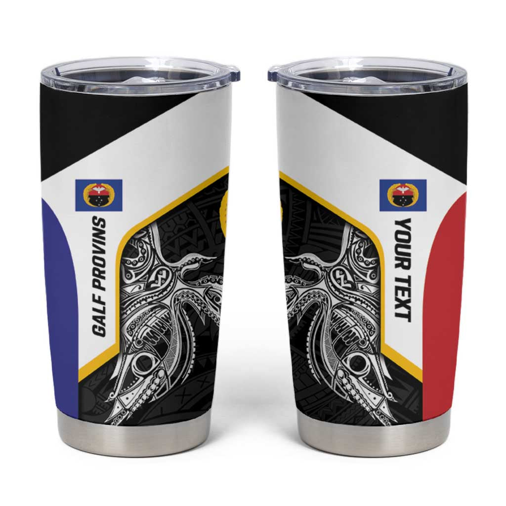 Personalised PNG Gulf Province Tumbler Cup Bird of Paradise Tattoo Flag Motif LT9 Black - Polynesian Pride