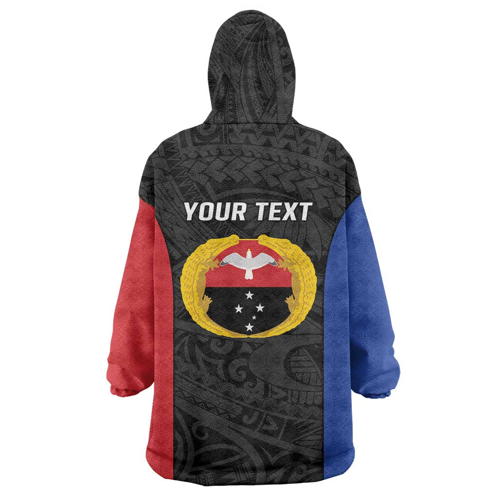 Personalised PNG Gulf Province Wearable Blanket Hoodie Bird of Paradise Tattoo Flag Motif LT9 - Polynesian Pride