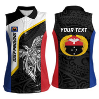 Personalised PNG Gulf Province Women Sleeveless Polo Shirt Bird of Paradise Tattoo Flag Motif LT9 - Polynesian Pride
