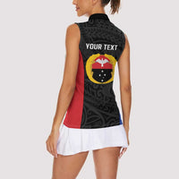 Personalised PNG Gulf Province Women Sleeveless Polo Shirt Bird of Paradise Tattoo Flag Motif LT9 - Polynesian Pride