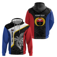 Personalised PNG Gulf Province Zip Hoodie Bird of Paradise Tattoo Flag Motif LT9 - Polynesian Pride