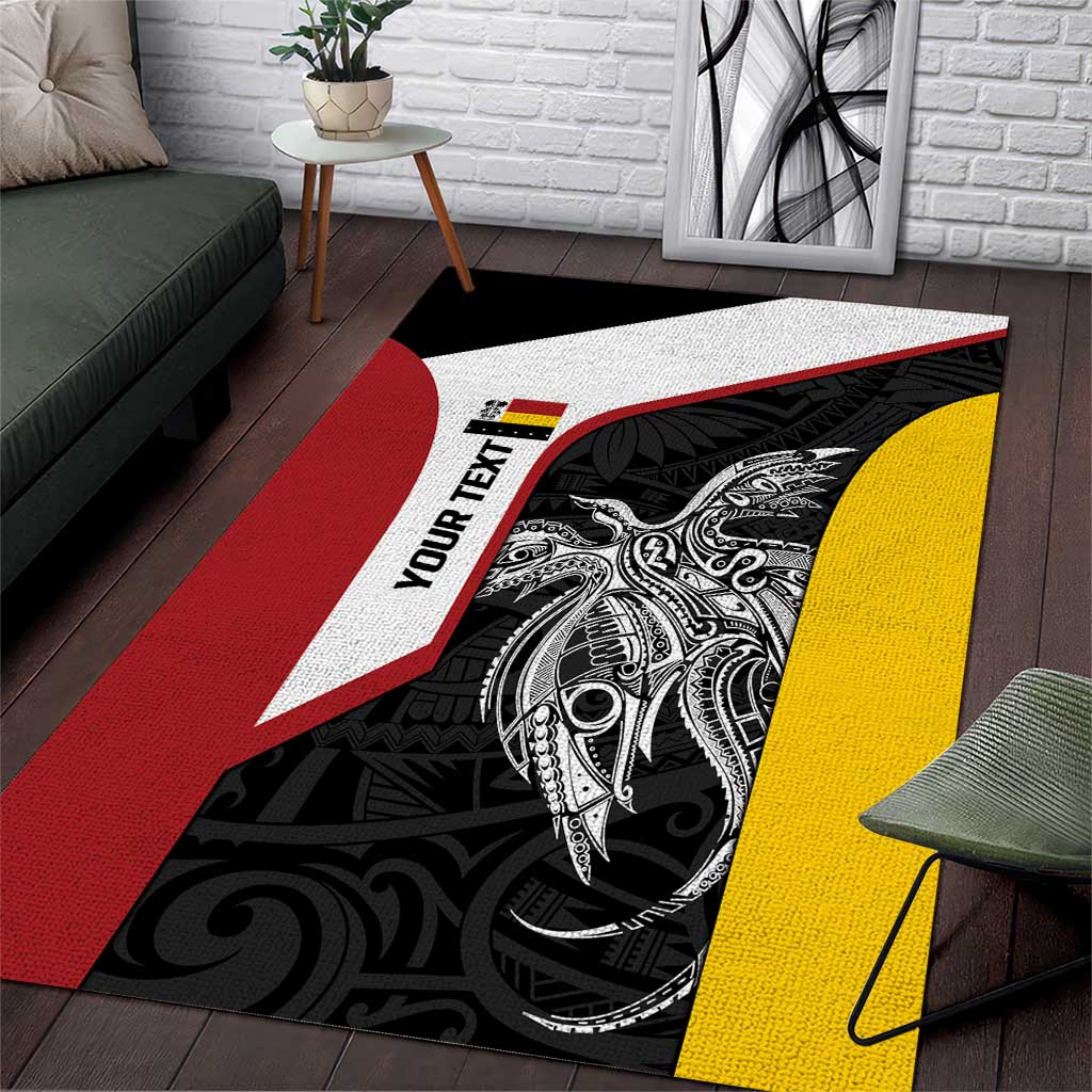 Personalised PNG Madang Province Area Rug Bird of Paradise Tattoo Flag Motif LT9 Yellow - Polynesian Pride