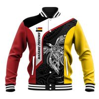 Personalised PNG Madang Province Baseball Jacket Bird of Paradise Tattoo Flag Motif LT9 Unisex Yellow - Polynesian Pride