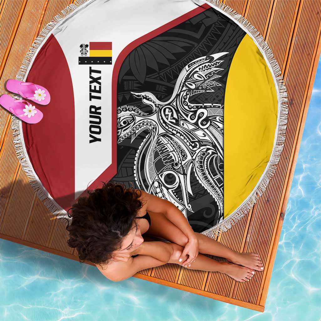 Personalised PNG Madang Province Beach Blanket Bird of Paradise Tattoo Flag Motif LT9 - Polynesian Pride