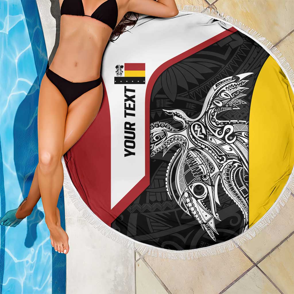 Personalised PNG Madang Province Beach Blanket Bird of Paradise Tattoo Flag Motif LT9 - Polynesian Pride