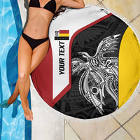 Personalised PNG Madang Province Beach Blanket Bird of Paradise Tattoo Flag Motif LT9 - Polynesian Pride