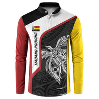 Personalised PNG Madang Province Button Sweatshirt Bird of Paradise Tattoo Flag Motif LT9 Yellow - Polynesian Pride