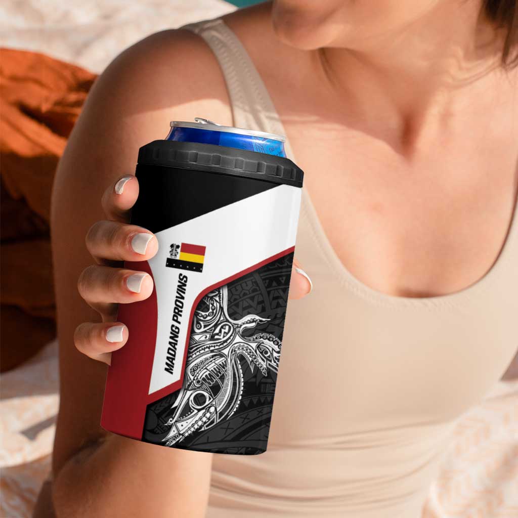 Personalised PNG Madang Province 4 in 1 Can Cooler Tumbler Bird of Paradise Tattoo Flag Motif LT9 - Polynesian Pride