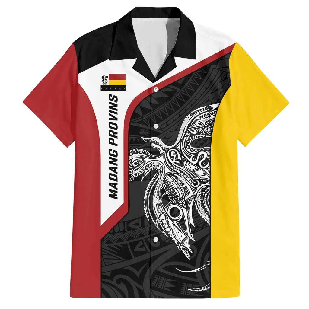 Personalised PNG Madang Province Family Matching Off Shoulder Maxi Dress and Hawaiian Shirt Bird of Paradise Tattoo Flag Motif LT9 Dad's Shirt - Short Sleeve Yellow - Polynesian Pride