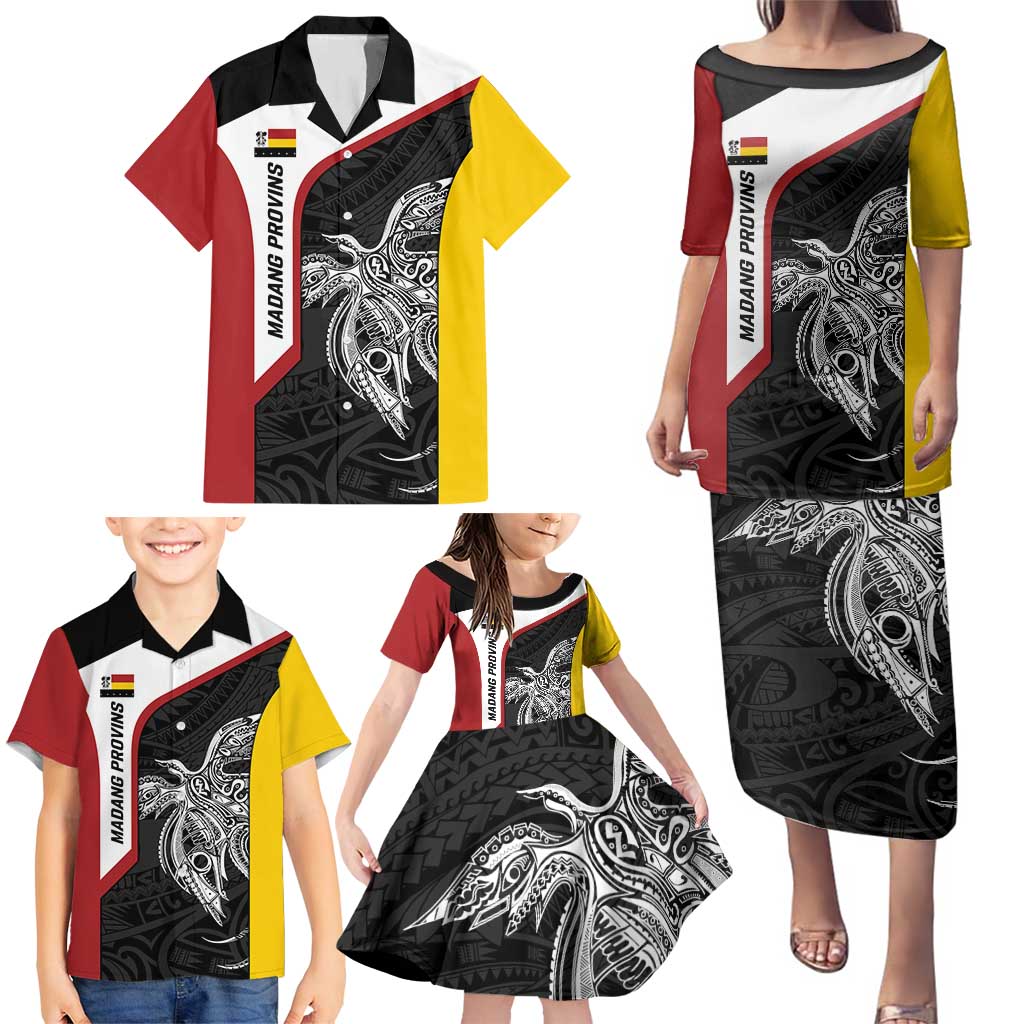 Personalised PNG Madang Province Family Matching Puletasi and Hawaiian Shirt Bird of Paradise Tattoo Flag Motif LT9 - Polynesian Pride