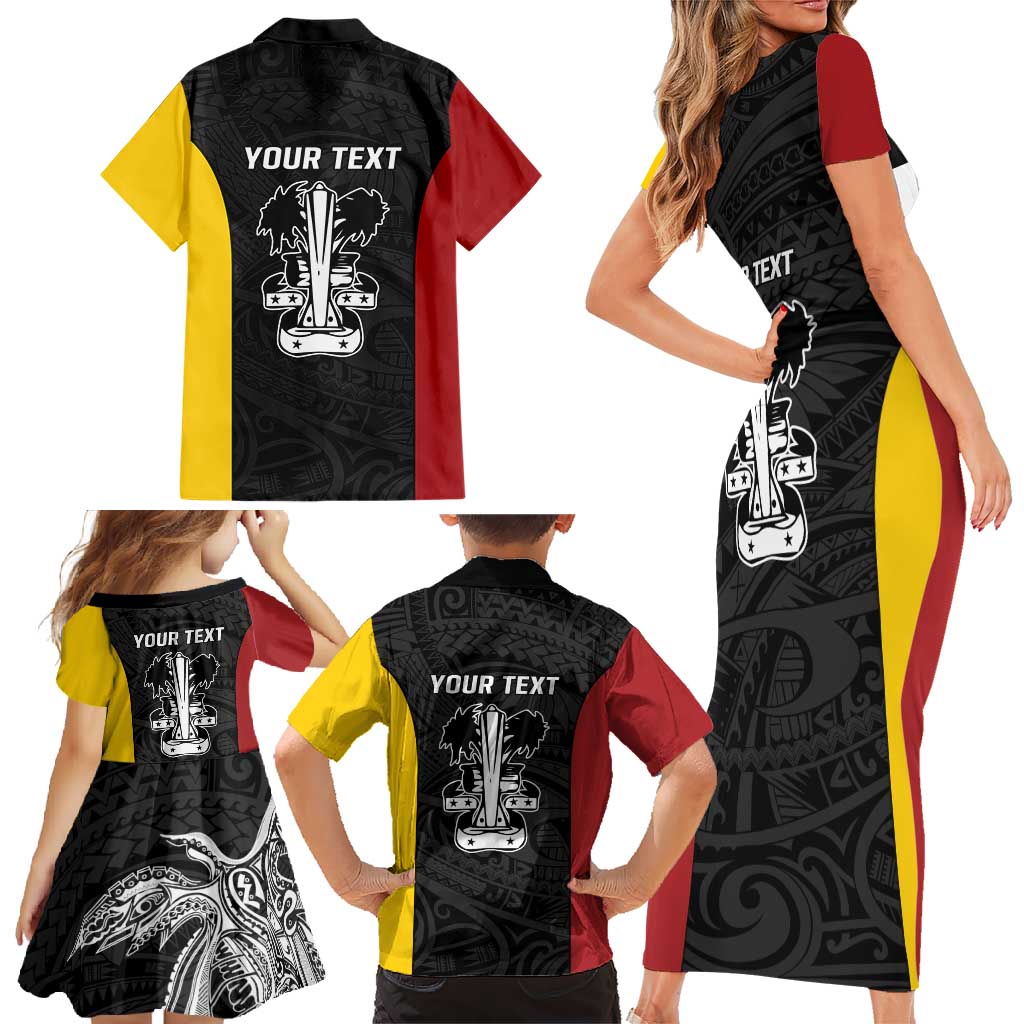 Personalised PNG Madang Province Family Matching Short Sleeve Bodycon Dress and Hawaiian Shirt Bird of Paradise Tattoo Flag Motif LT9 - Polynesian Pride