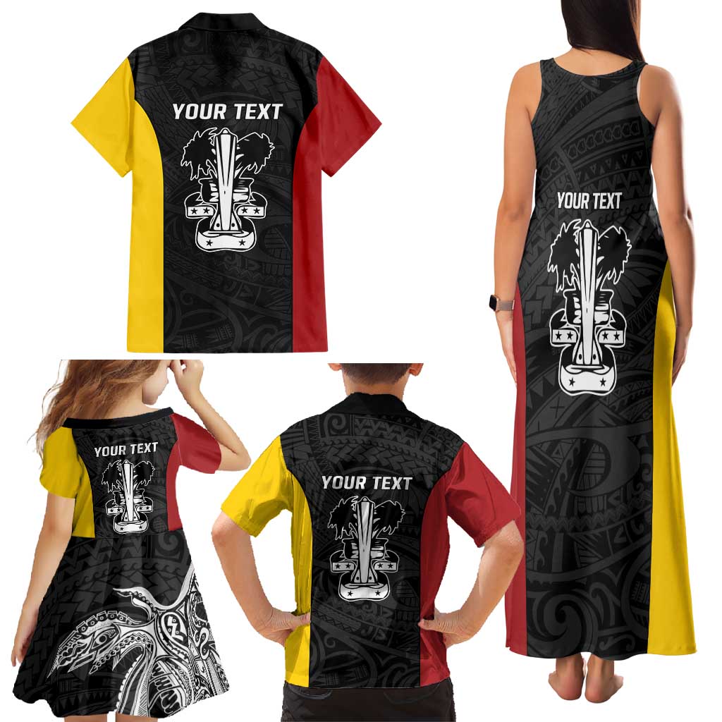 Personalised PNG Madang Province Family Matching Tank Maxi Dress and Hawaiian Shirt Bird of Paradise Tattoo Flag Motif LT9 - Polynesian Pride