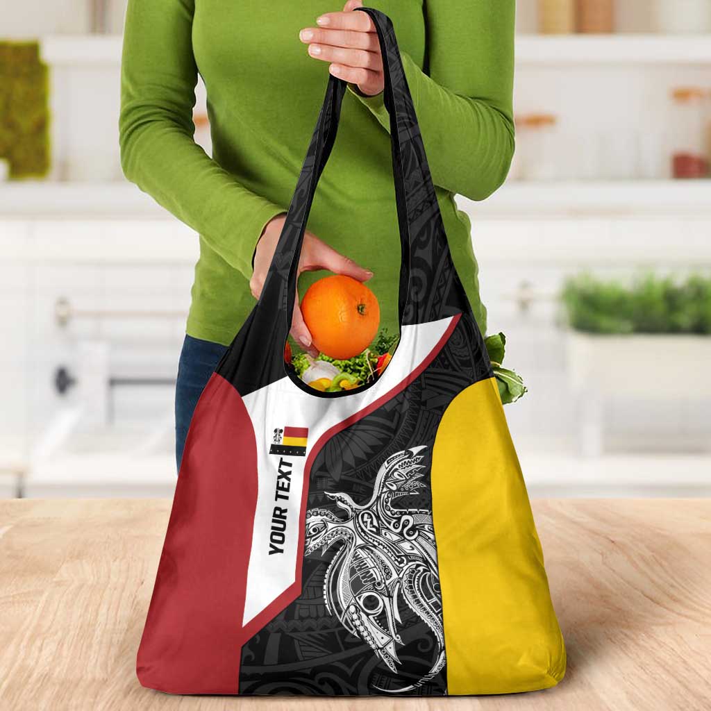 Personalised PNG Madang Province Grocery Bag Bird of Paradise Tattoo Flag Motif LT9 - Polynesian Pride