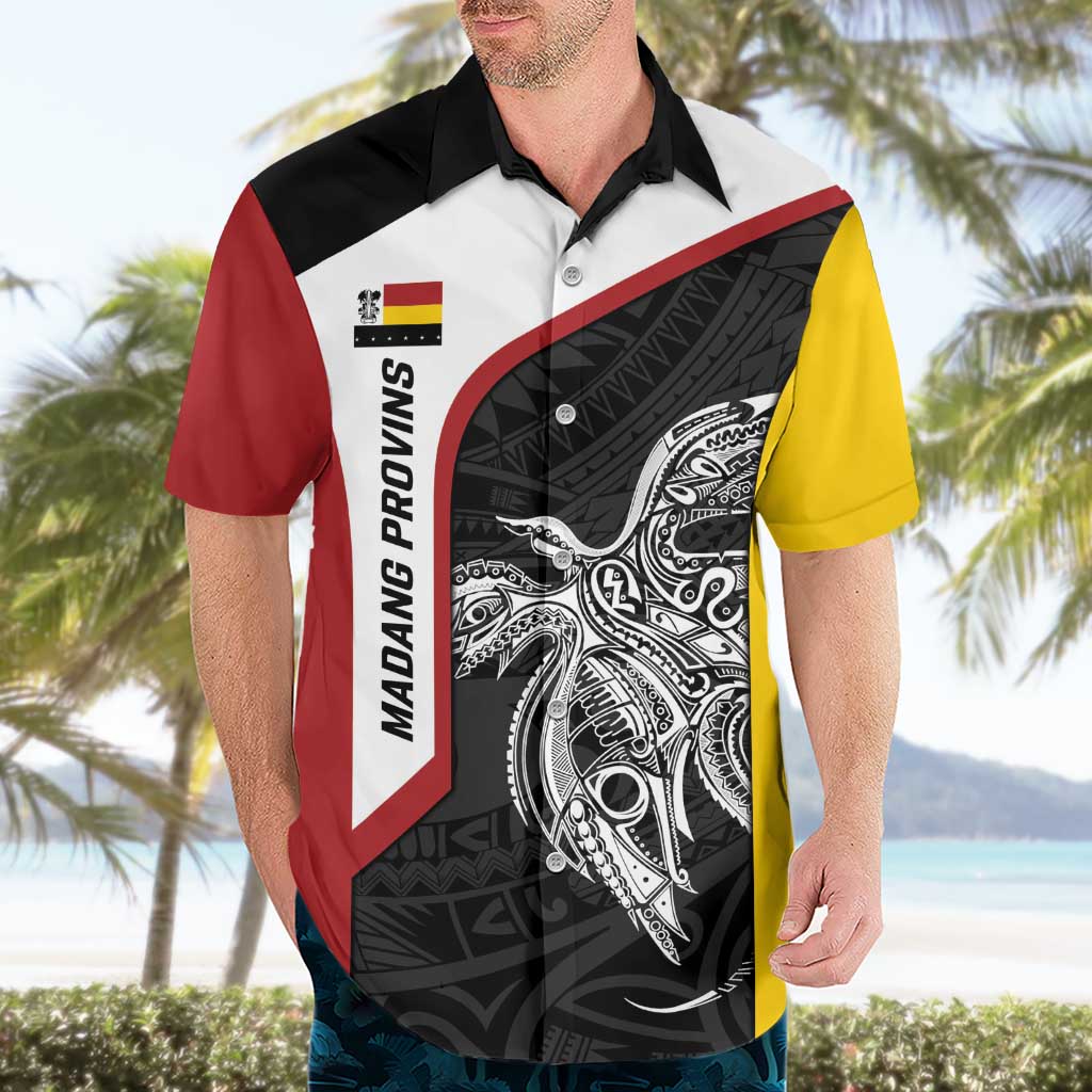 Personalised PNG Madang Province Hawaiian Shirt Bird of Paradise Tattoo Flag Motif LT9 - Polynesian Pride