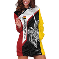 Personalised PNG Madang Province Hoodie Dress Bird of Paradise Tattoo Flag Motif LT9 Yellow - Polynesian Pride