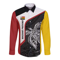 Personalised PNG Madang Province Long Sleeve Button Shirt Bird of Paradise Tattoo Flag Motif LT9 Unisex Yellow - Polynesian Pride