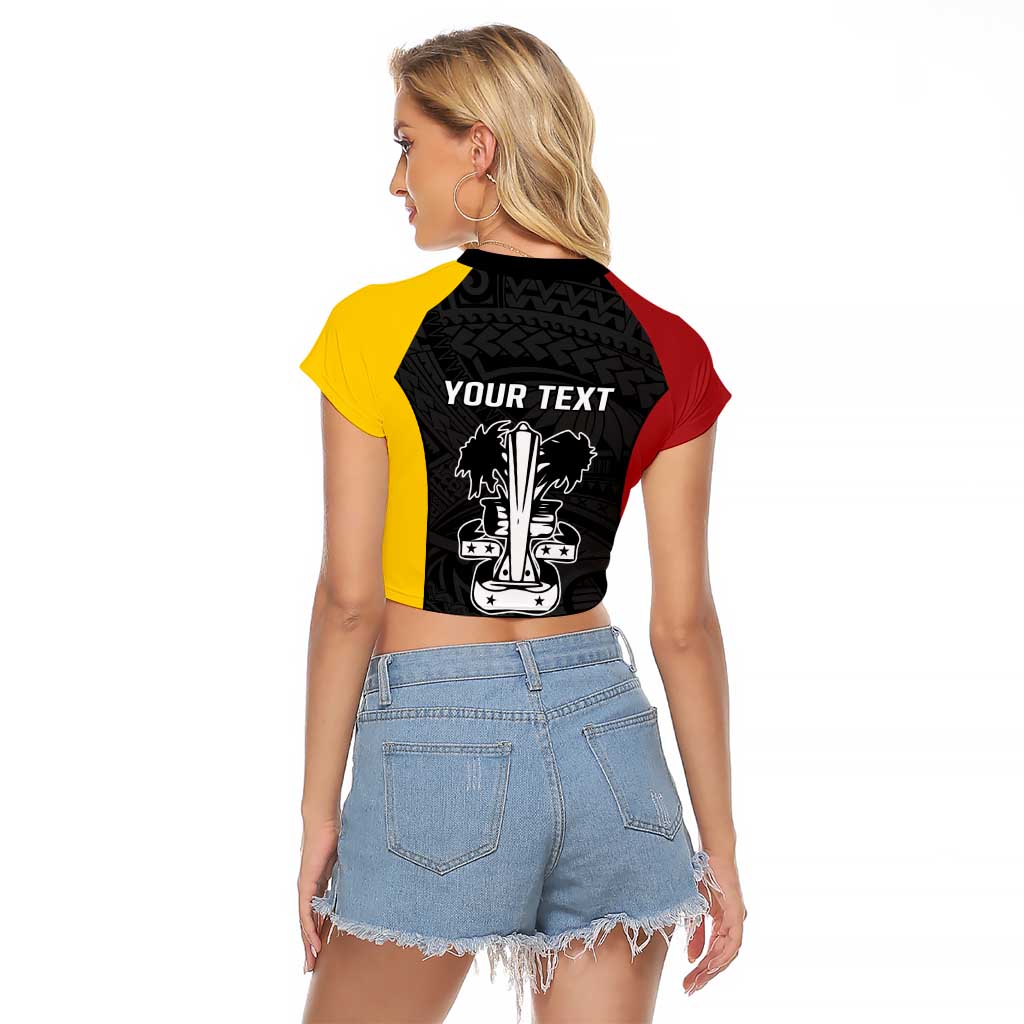 Personalised PNG Madang Province Raglan Cropped T Shirt Bird of Paradise Tattoo Flag Motif LT9 - Polynesian Pride
