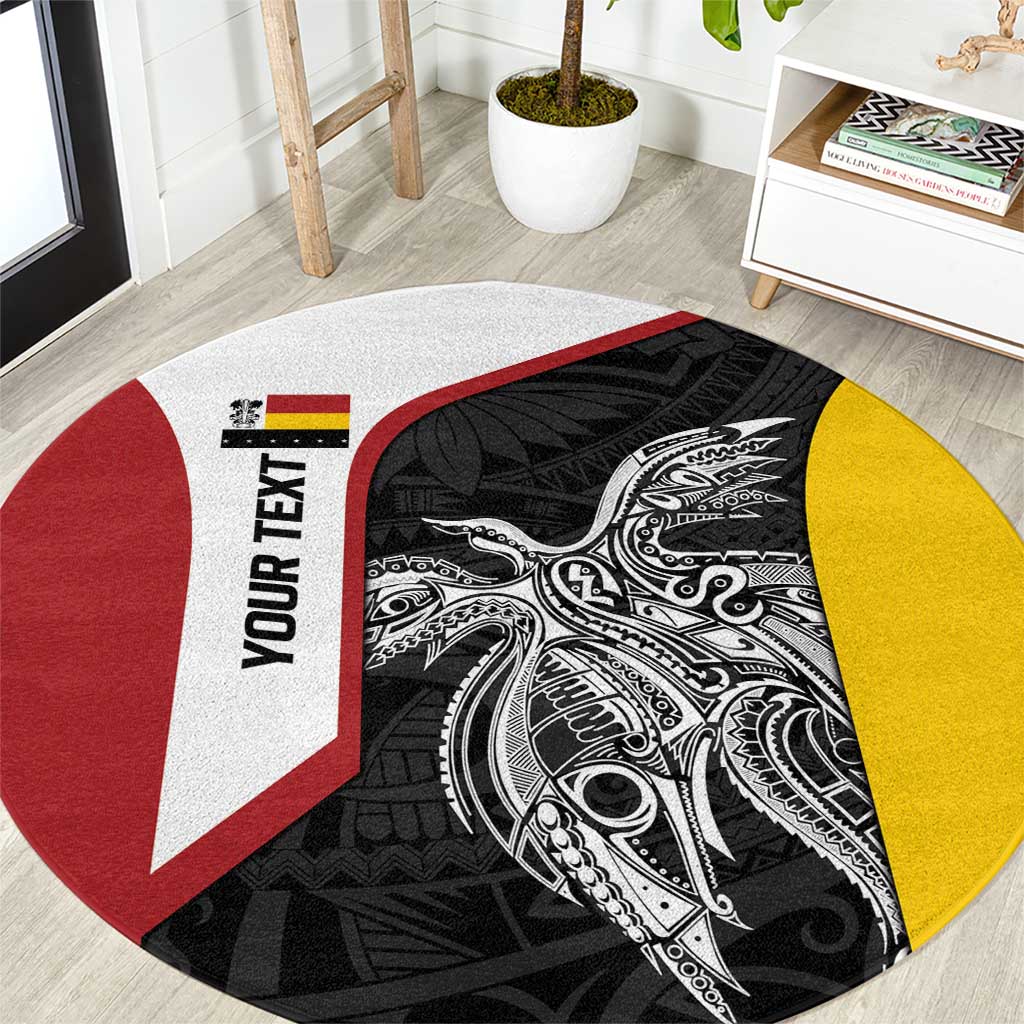Personalised PNG Madang Province Round Carpet Bird of Paradise Tattoo Flag Motif LT9 Yellow - Polynesian Pride