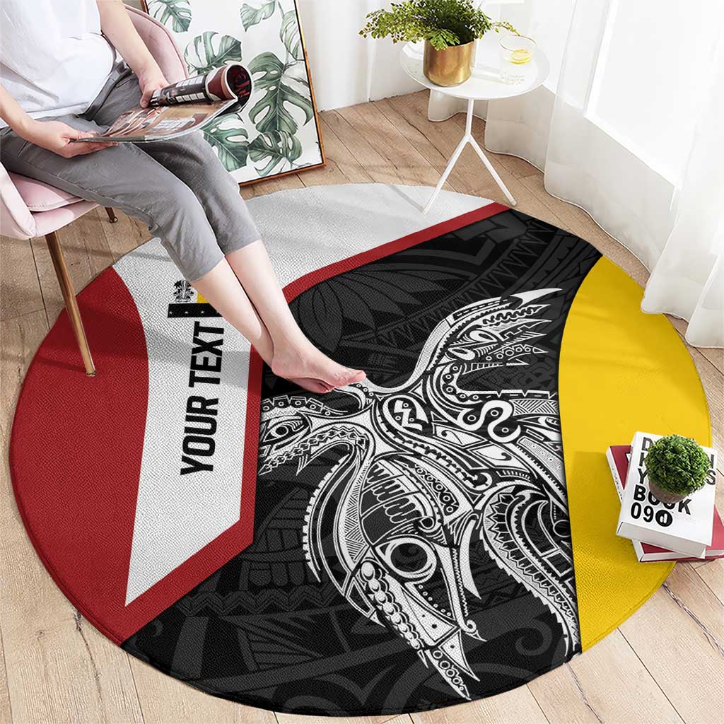 Personalised PNG Madang Province Round Carpet Bird of Paradise Tattoo Flag Motif LT9 - Polynesian Pride