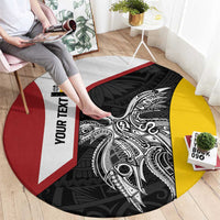 Personalised PNG Madang Province Round Carpet Bird of Paradise Tattoo Flag Motif LT9 - Polynesian Pride