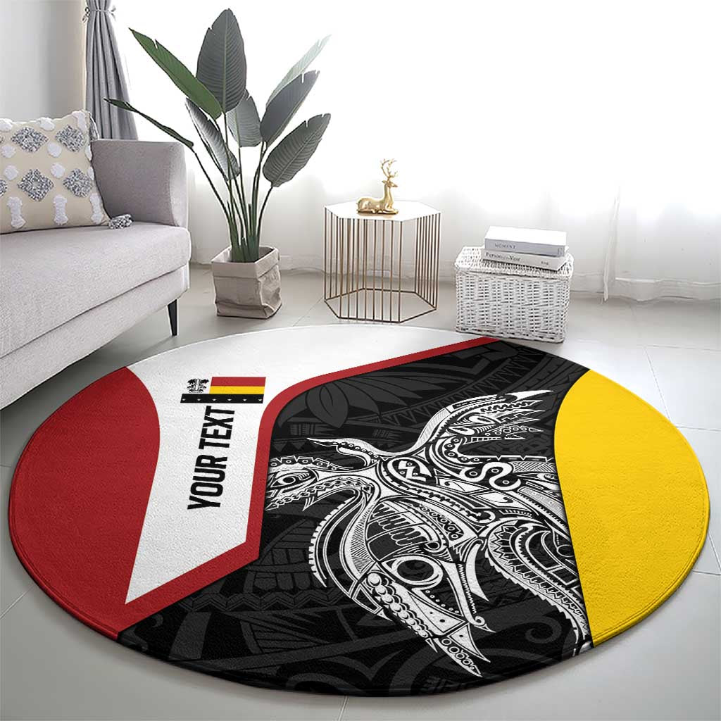 Personalised PNG Madang Province Round Carpet Bird of Paradise Tattoo Flag Motif LT9 - Polynesian Pride