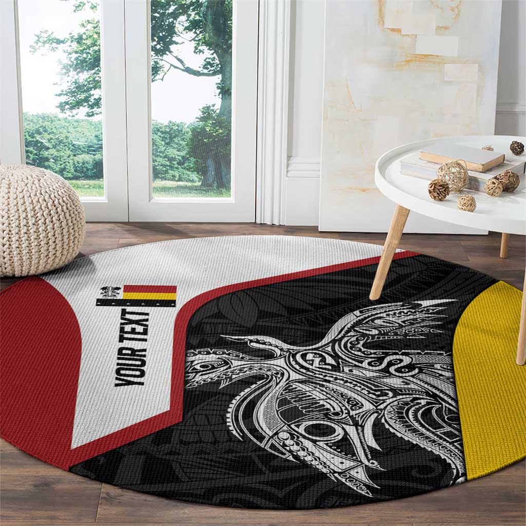 Personalised PNG Madang Province Round Carpet Bird of Paradise Tattoo Flag Motif LT9 - Polynesian Pride