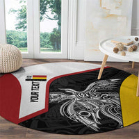 Personalised PNG Madang Province Round Carpet Bird of Paradise Tattoo Flag Motif LT9 - Polynesian Pride