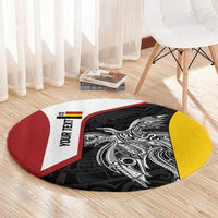 Personalised PNG Madang Province Round Carpet Bird of Paradise Tattoo Flag Motif LT9 - Polynesian Pride