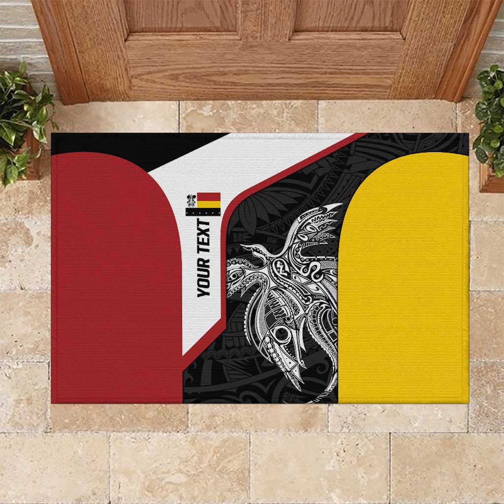Personalised PNG Madang Province Rubber Doormat Bird of Paradise Tattoo Flag Motif LT9 Yellow - Polynesian Pride