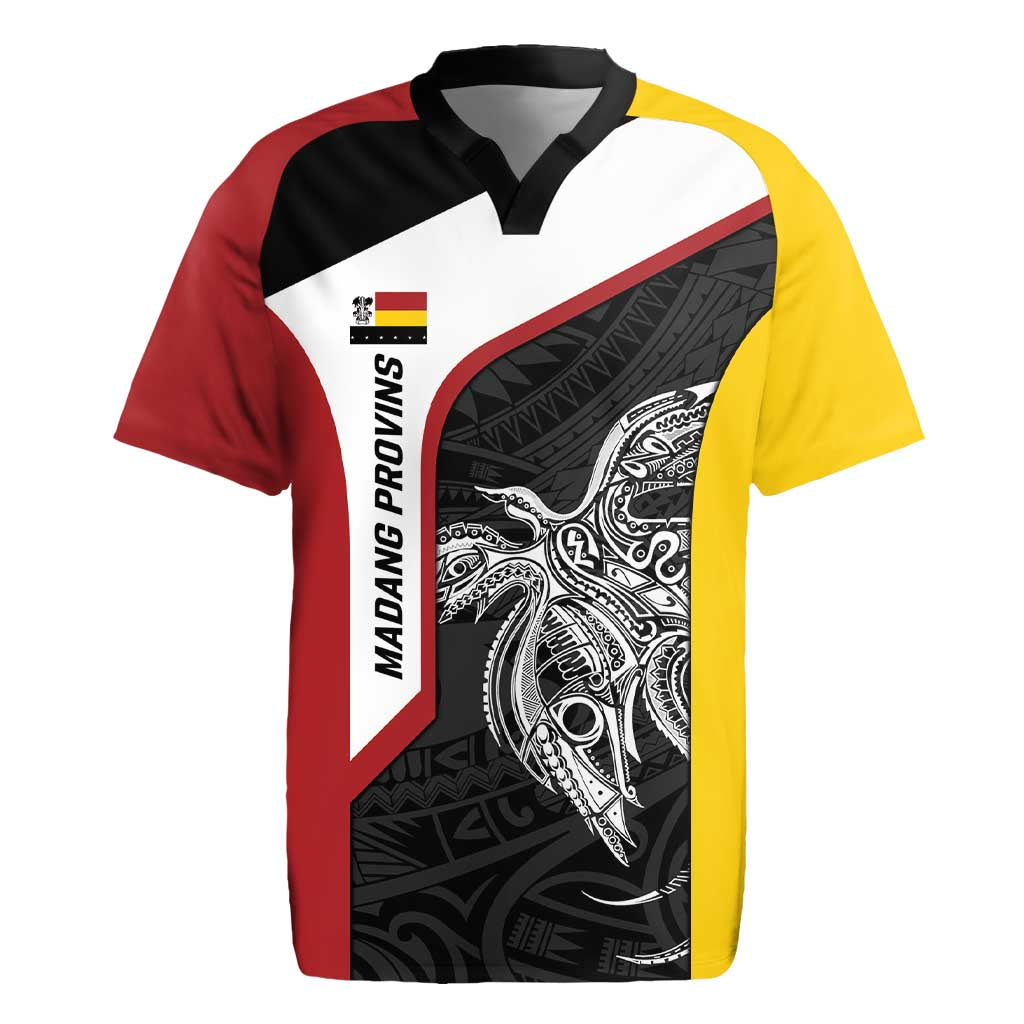 Personalised PNG Madang Province Rugby Jersey Bird of Paradise Tattoo Flag Motif LT9 Yellow - Polynesian Pride