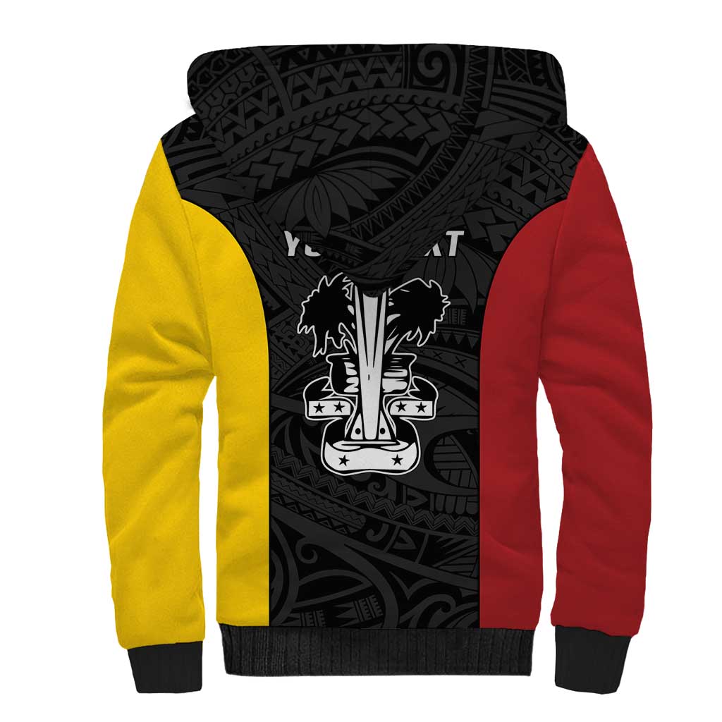 Personalised PNG Madang Province Sherpa Hoodie Bird of Paradise Tattoo Flag Motif LT9 - Polynesian Pride