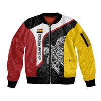 Personalised PNG Madang Province Sleeve Zip Bomber Jacket Bird of Paradise Tattoo Flag Motif LT9 Unisex Yellow - Polynesian Pride