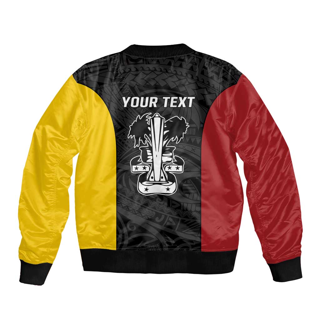 Personalised PNG Madang Province Sleeve Zip Bomber Jacket Bird of Paradise Tattoo Flag Motif LT9 - Polynesian Pride