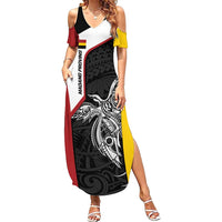 Personalised PNG Madang Province Summer Maxi Dress Bird of Paradise Tattoo Flag Motif LT9 Women Yellow - Polynesian Pride